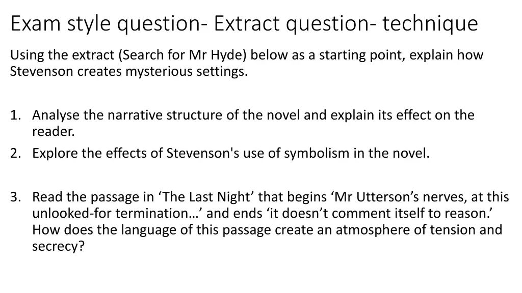 exam style question extract question technique