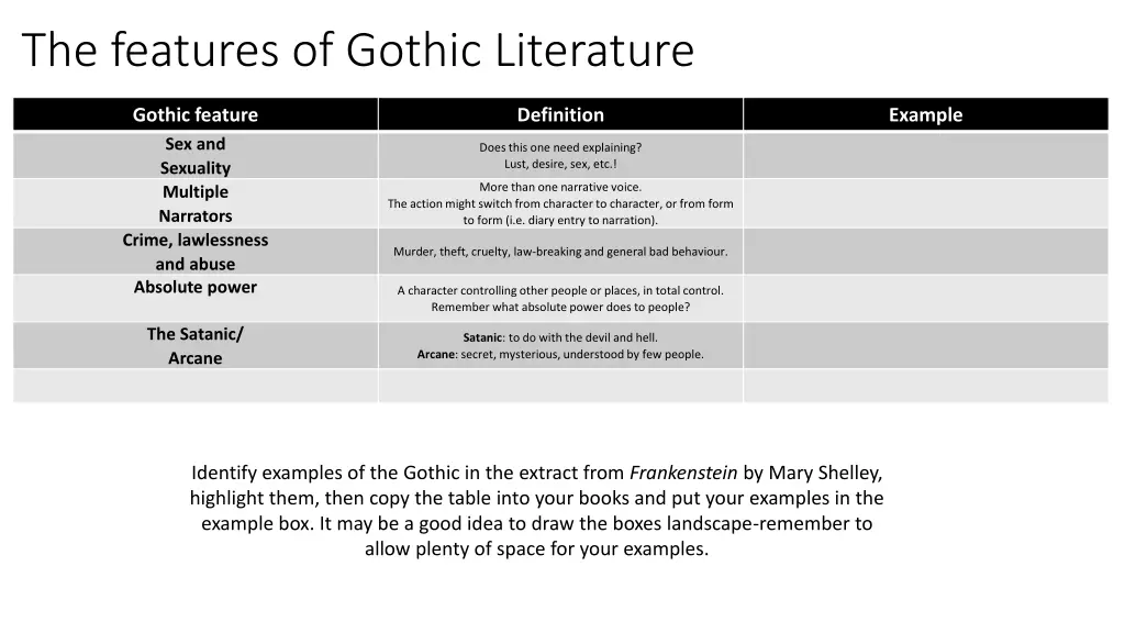 the features of gothic literature 1