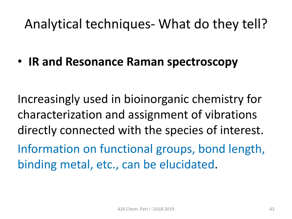 analytical techniques what do they tell