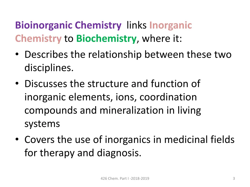 bioinorganic chemistry links inorganic chemistry