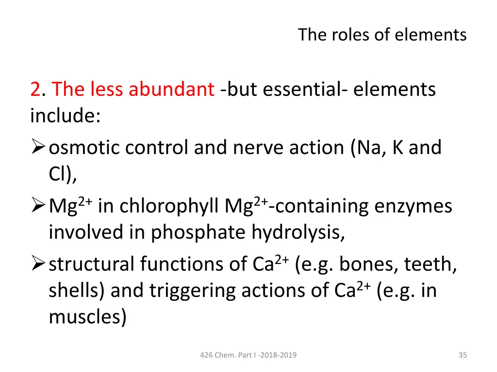 the roles of elements 1