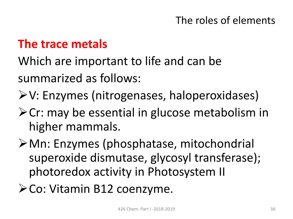 the roles of elements 2