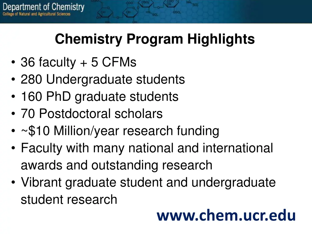 chemistry program highlights