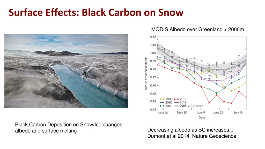 surface effects black carbon on snow