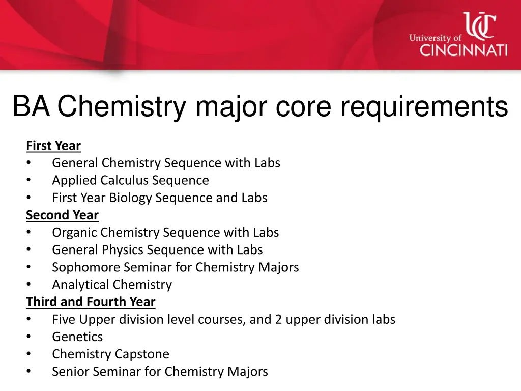 ba chemistry major core requirements