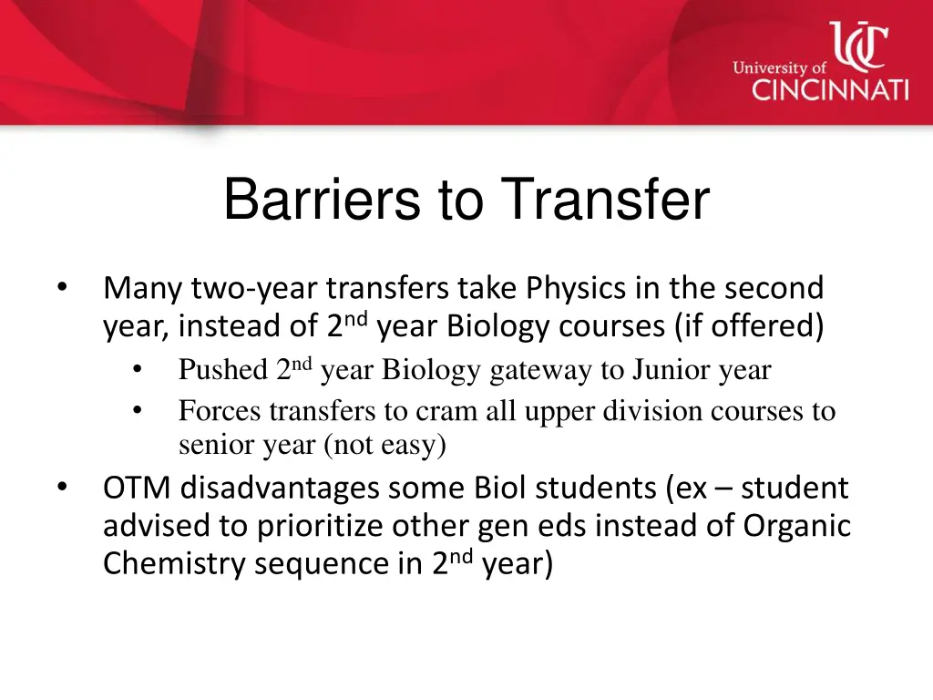 barriers to transfer