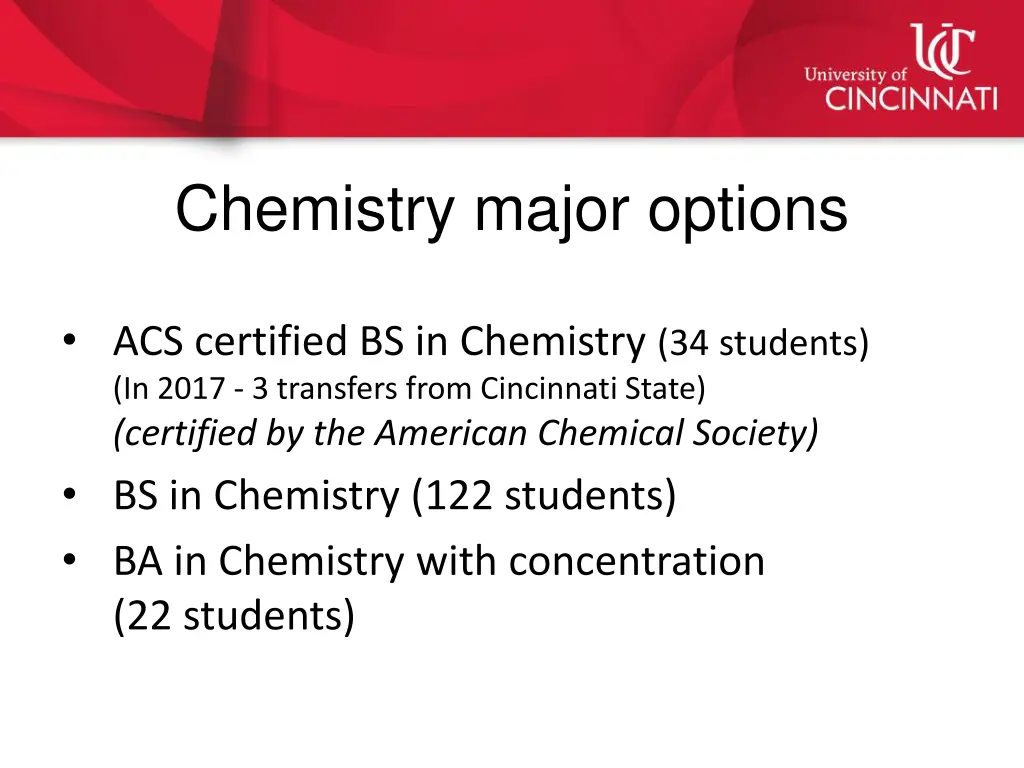 chemistry major options