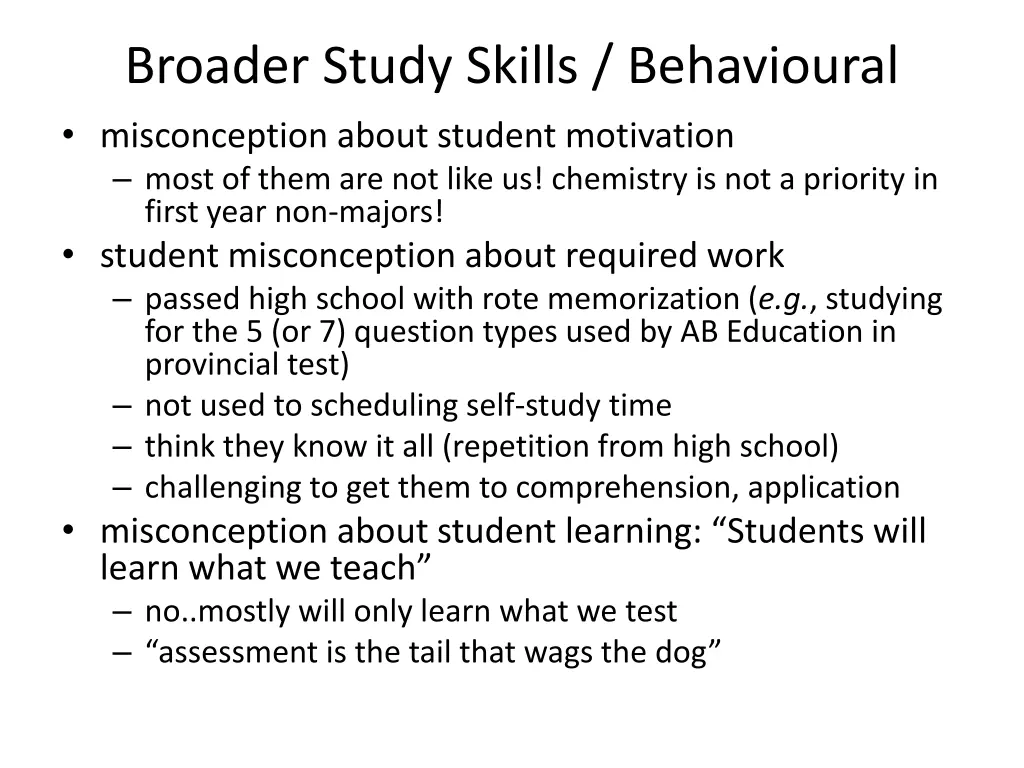 broader study skills behavioural misconception