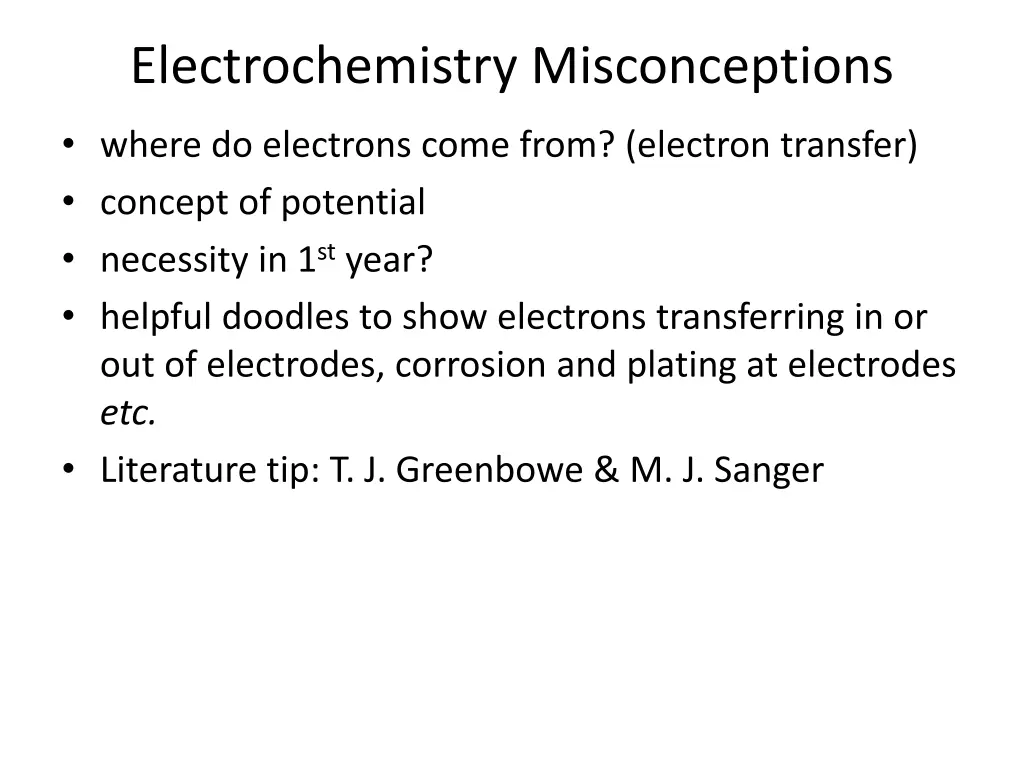 electrochemistry misconceptions