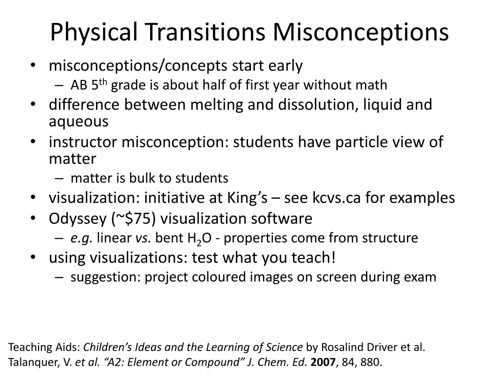 physical transitions misconceptions