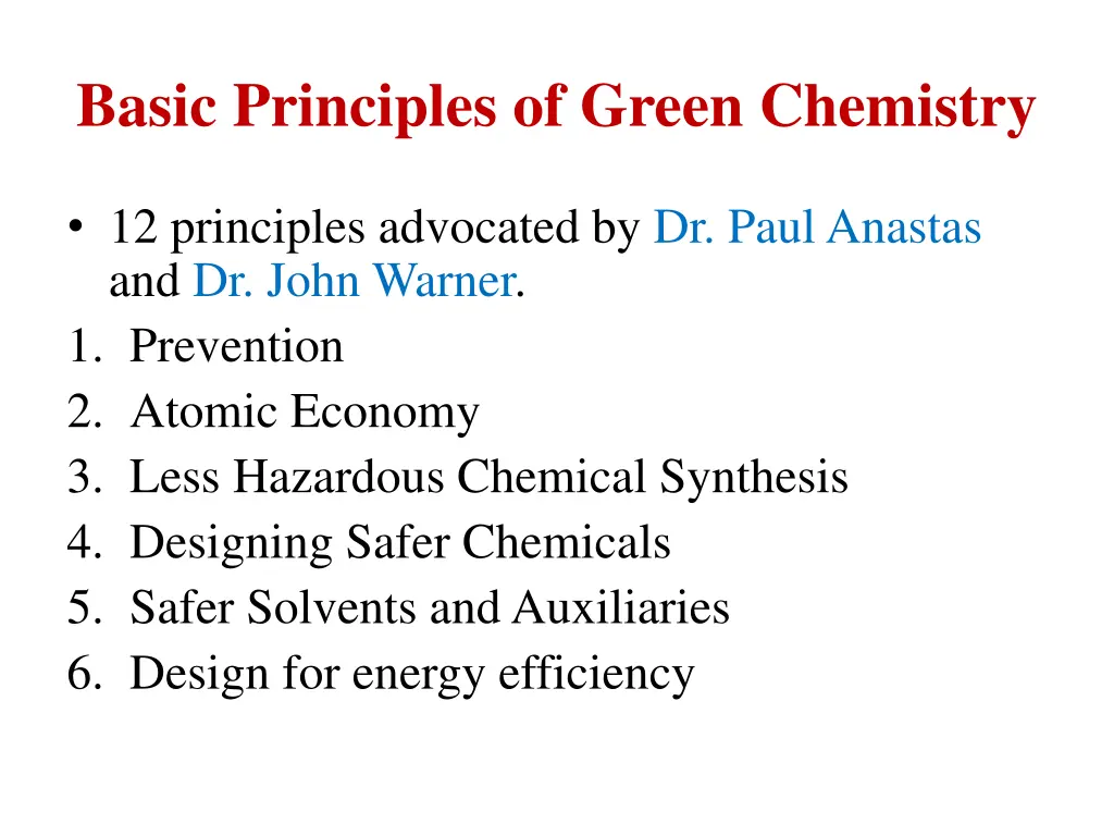 basic principles of green chemistry