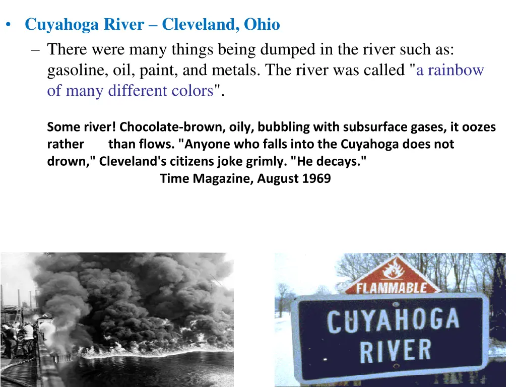 cuyahoga river cleveland ohio there were many