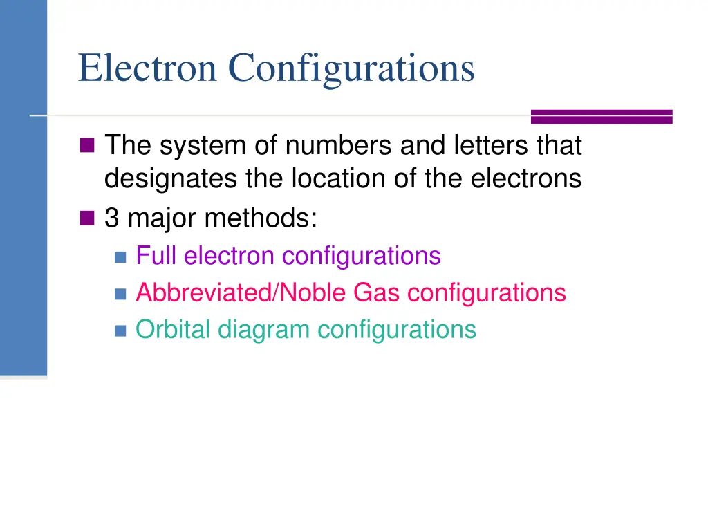 electron configurations