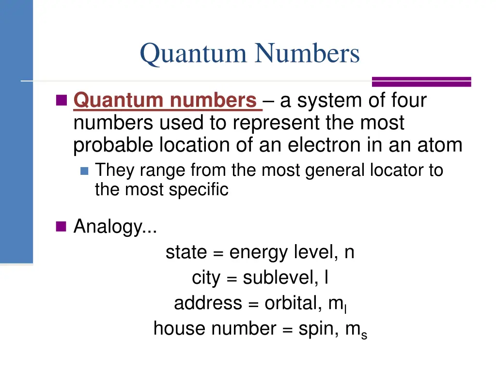 quantum numbers