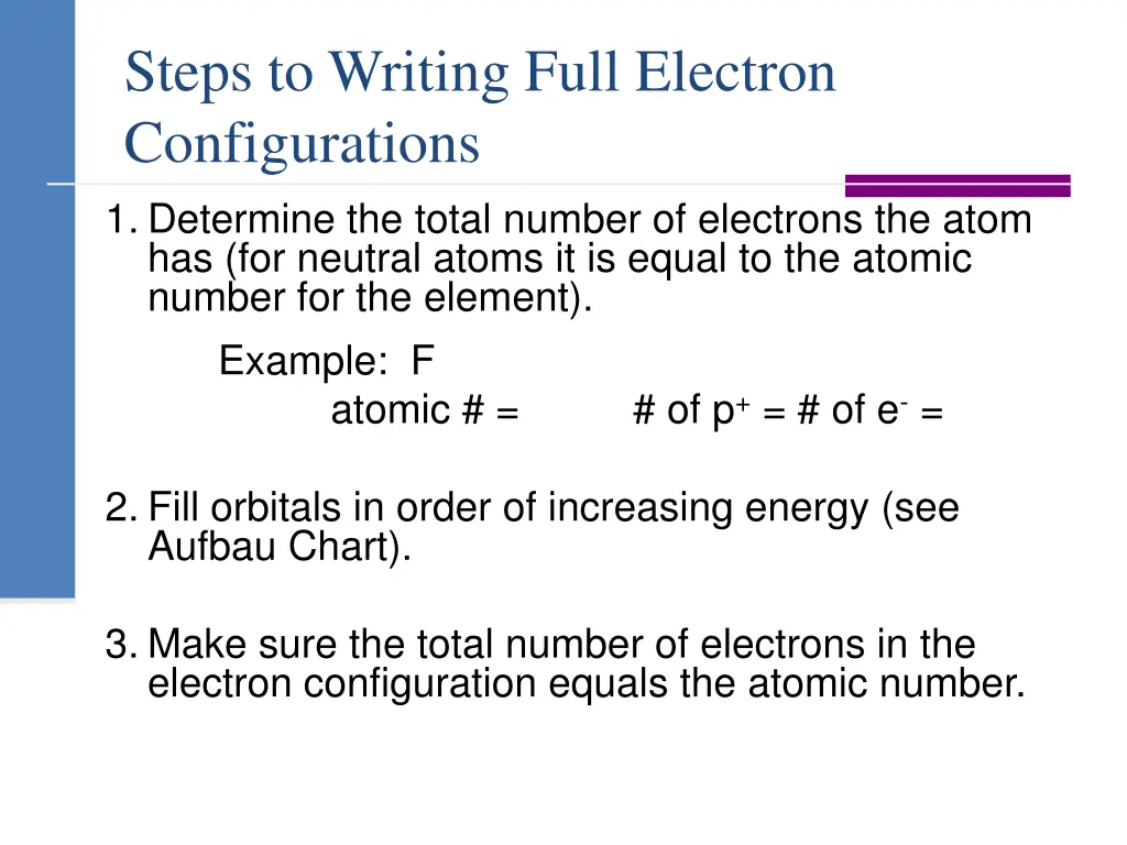 steps to writing full electron configurations