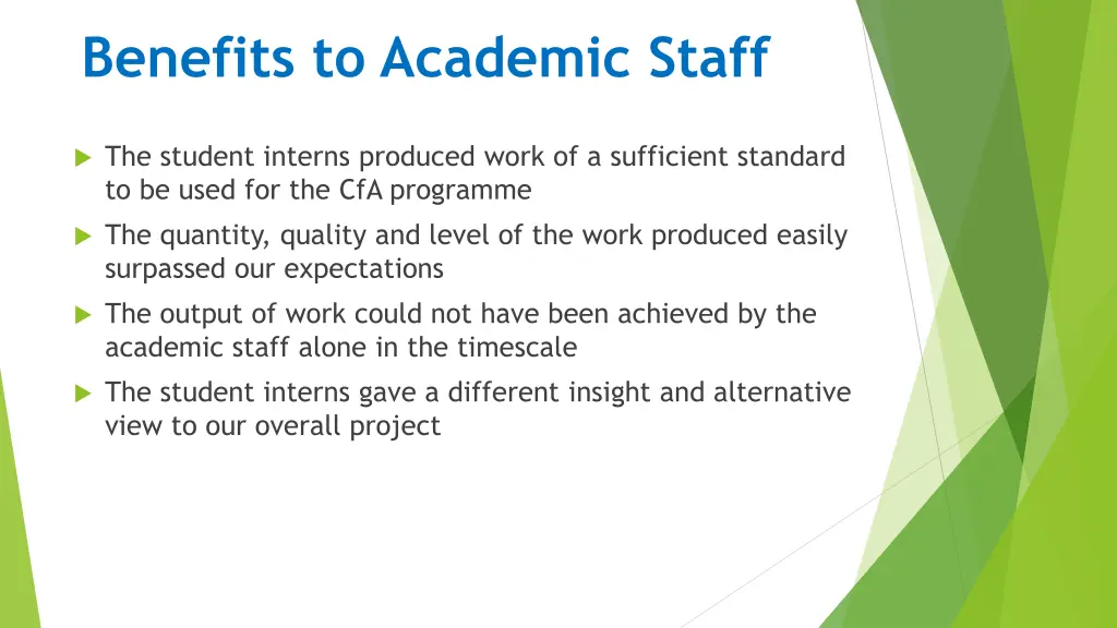 benefits to academic staff