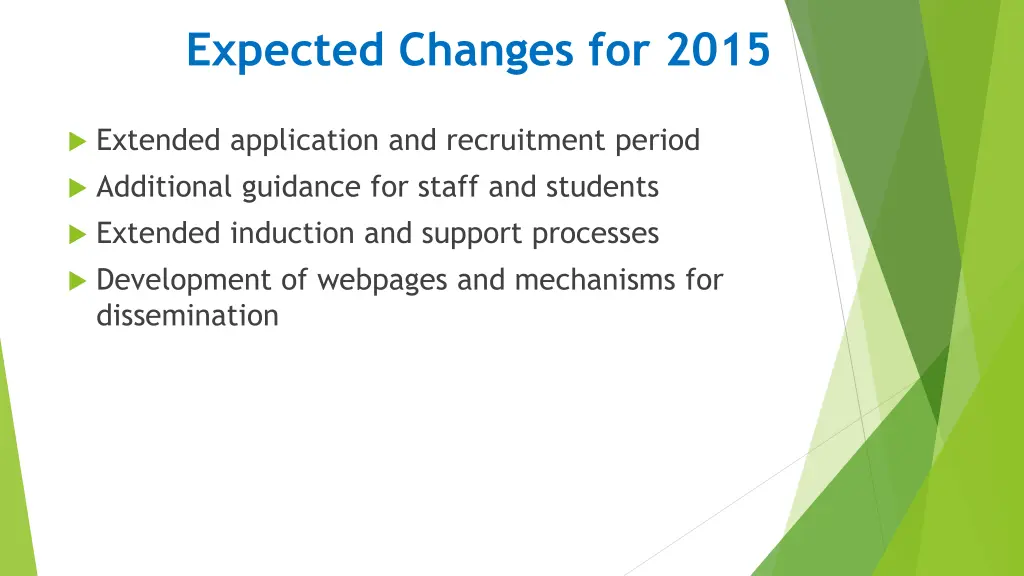 expected changes for 2015 1