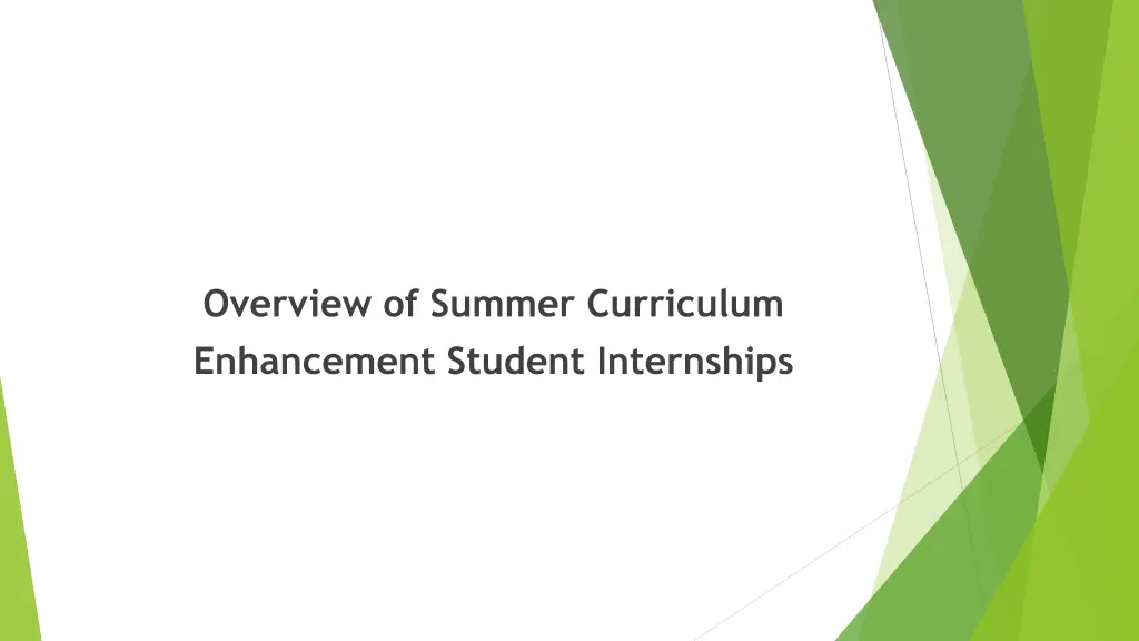 overview of summer curriculum enhancement student