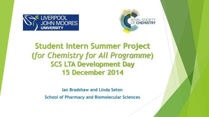 student intern summer project for chemistry