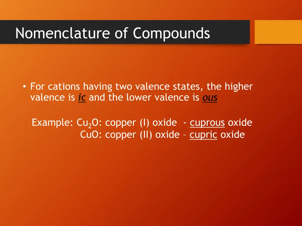 nomenclature of compounds