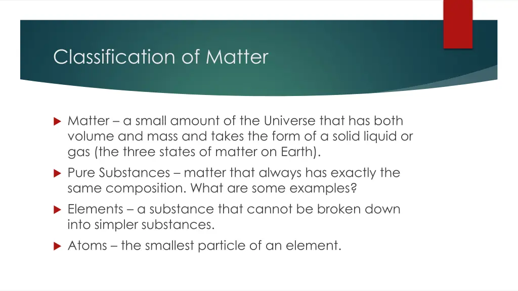 classification of matter