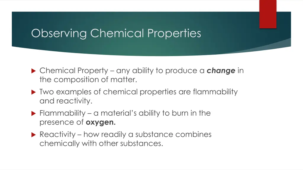 observing chemical properties