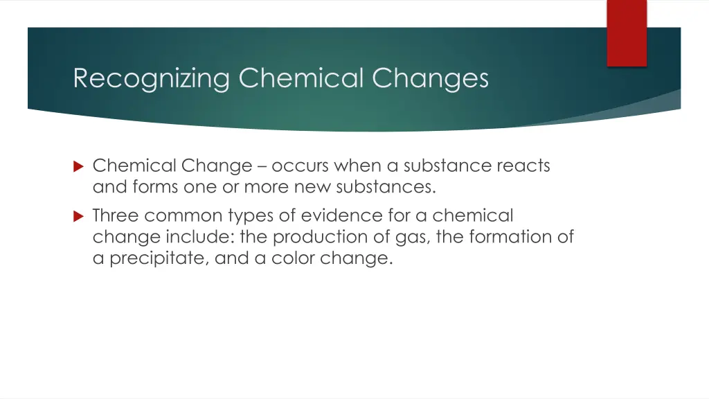 recognizing chemical changes