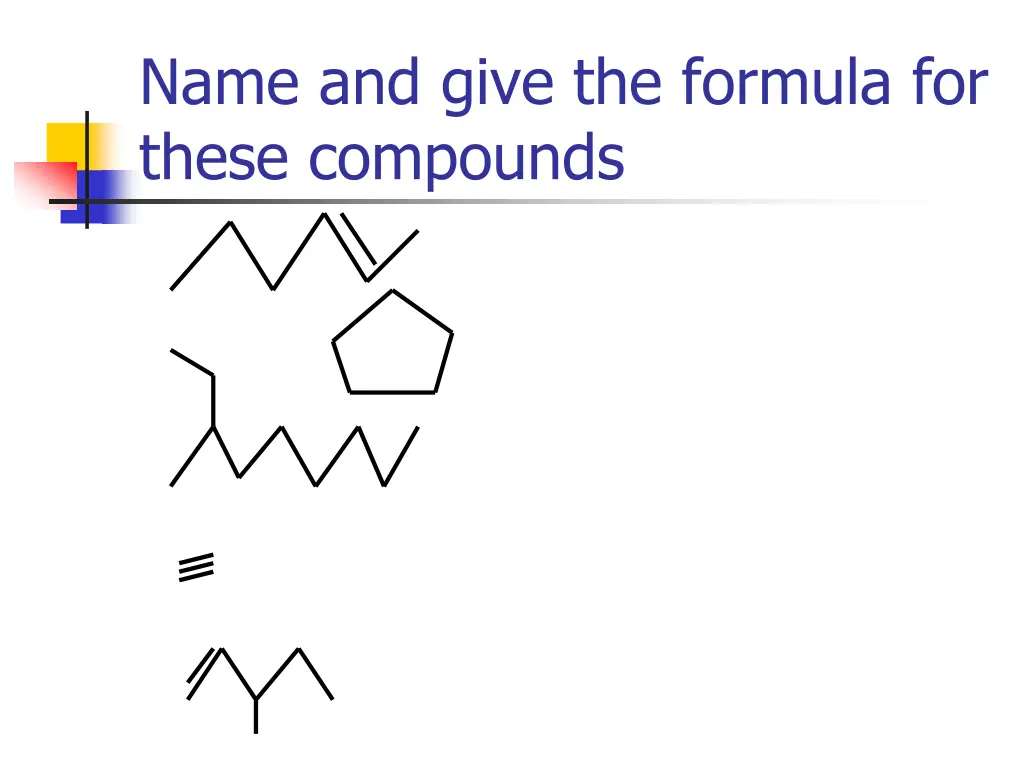 name and give the formula for these compounds