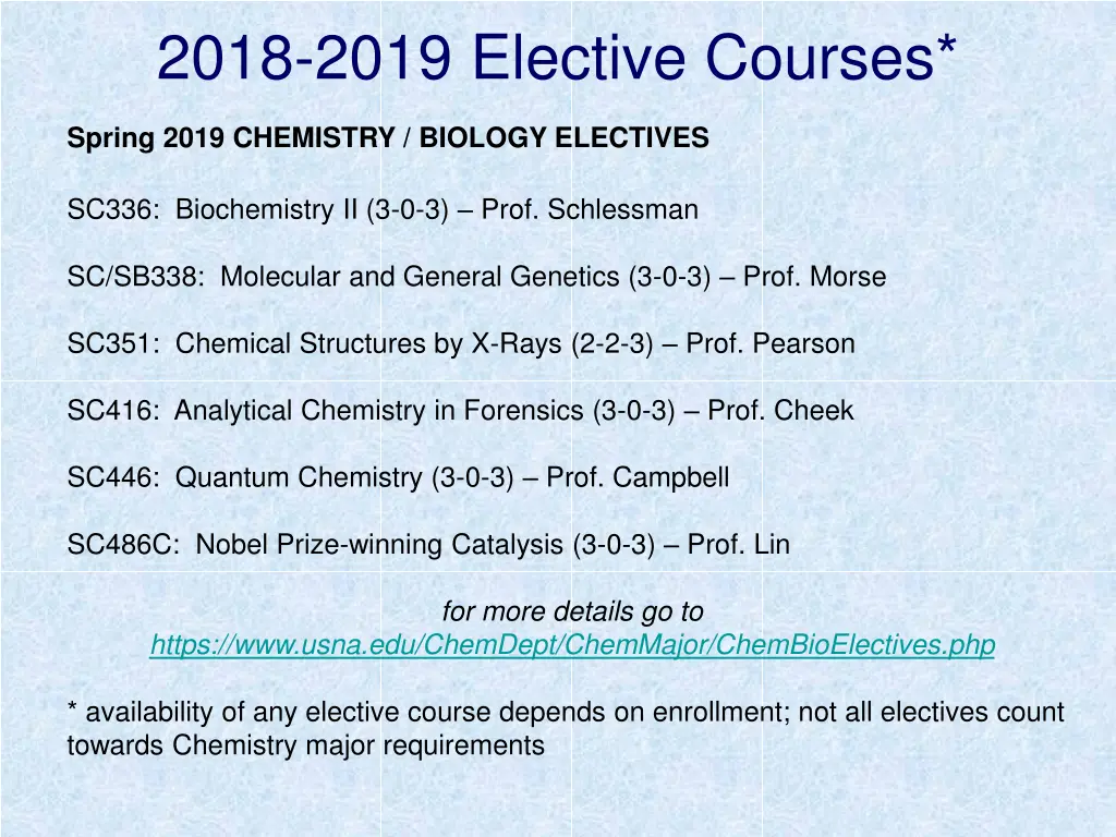 2018 2019 elective courses 1