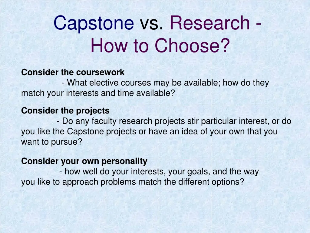 capstone vs research how to choose