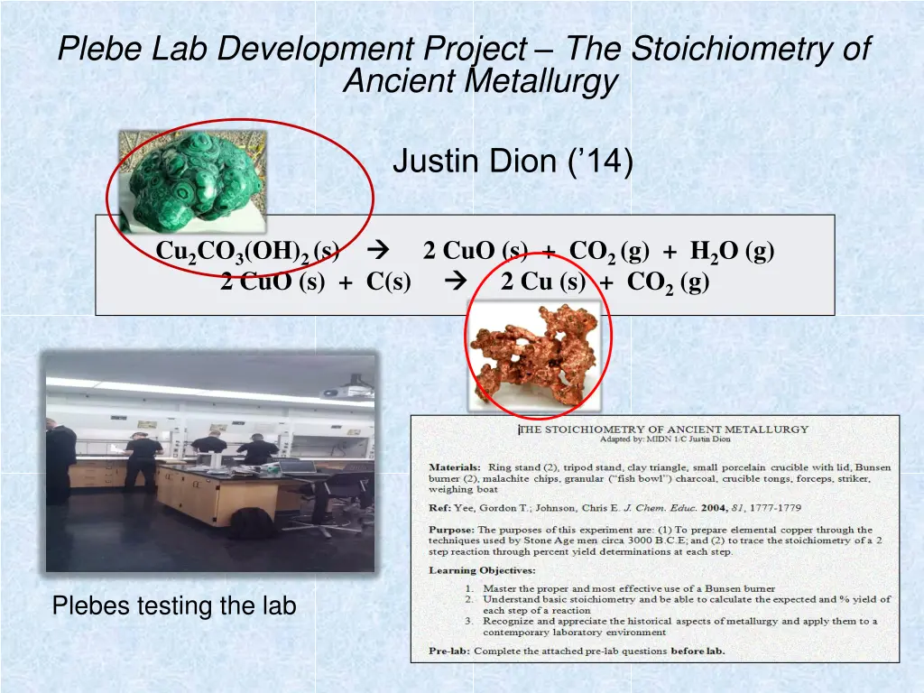 plebe lab development project the stoichiometry