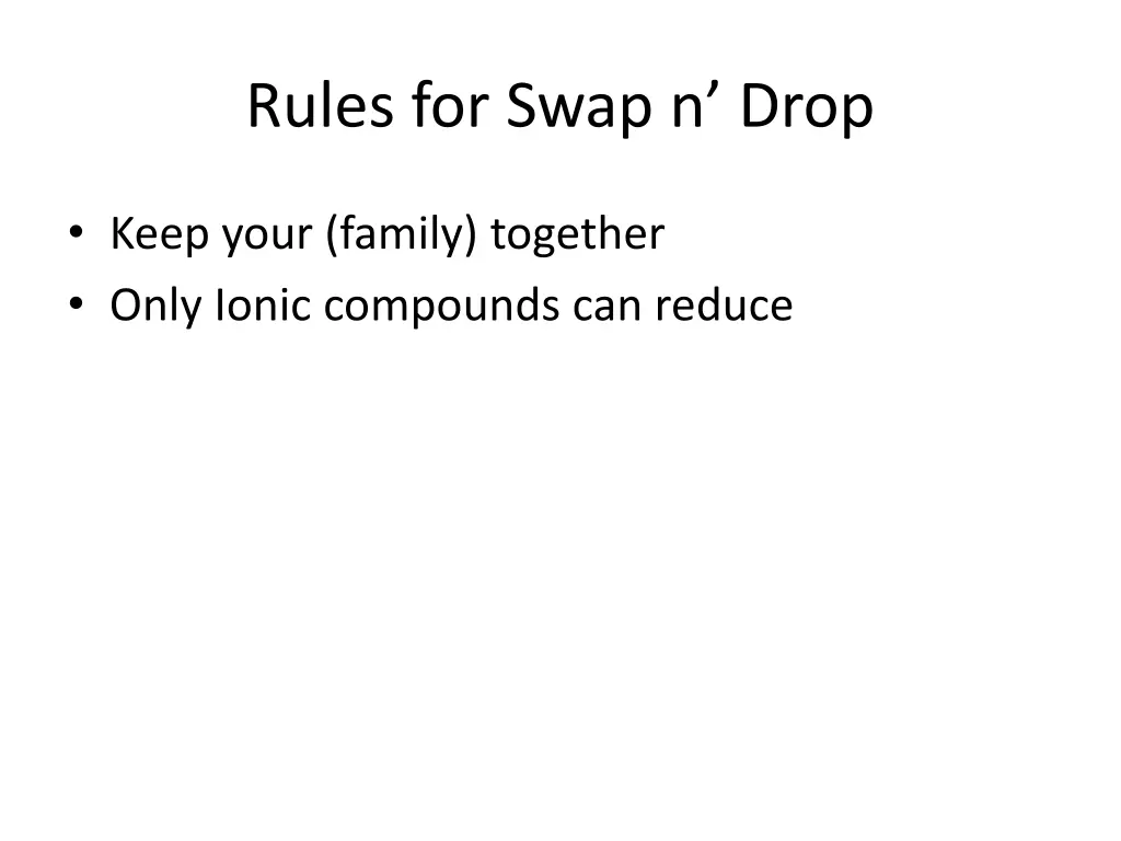 rules for swap n drop