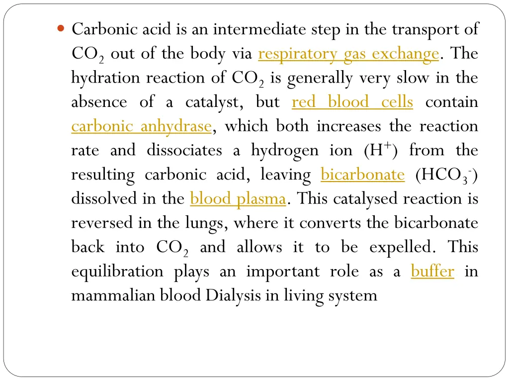 carbonic acid is an intermediate step