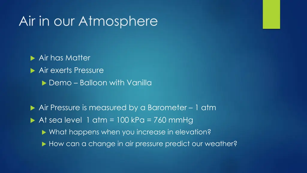 air in our atmosphere