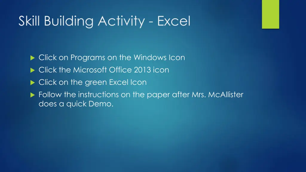 skill building activity excel