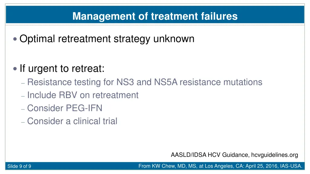 management of treatment failures