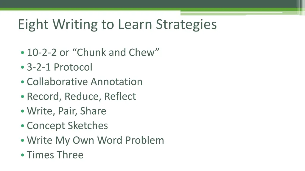 eight writing to learn strategies