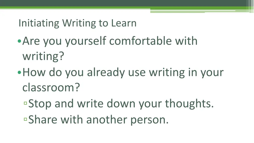 initiating writing to learn