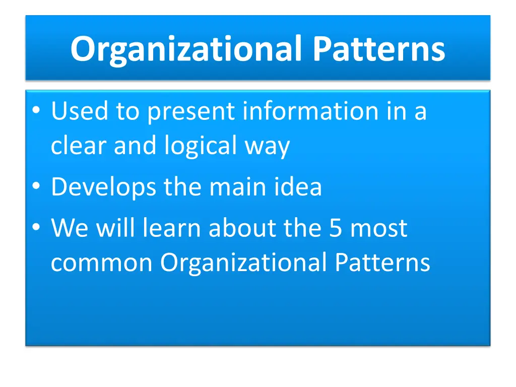 organizational patterns