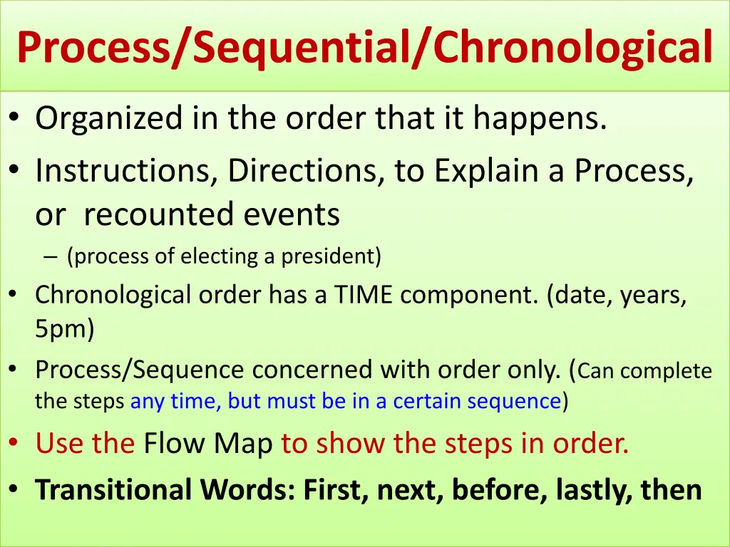 process sequential chronological