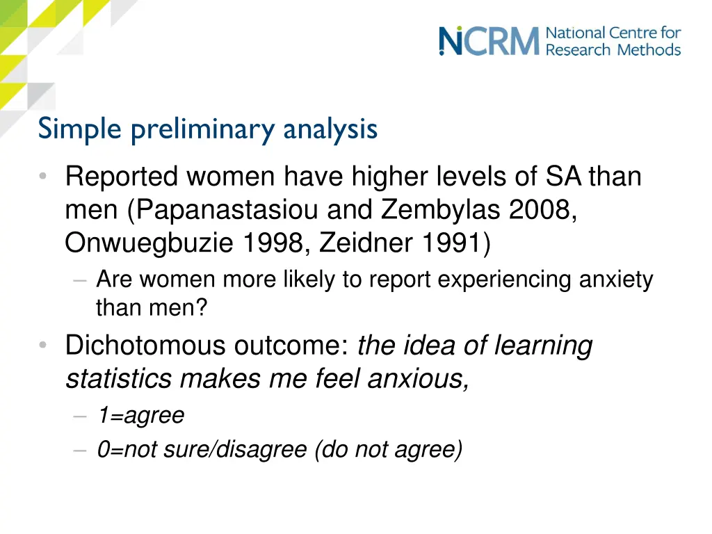 simple preliminary analysis reported women have