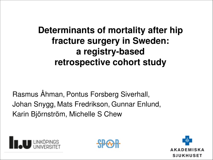 determinants of mortality after hip fracture