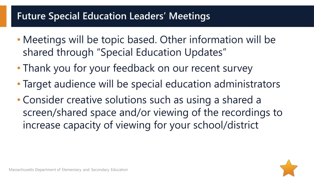 future special education leaders meetings