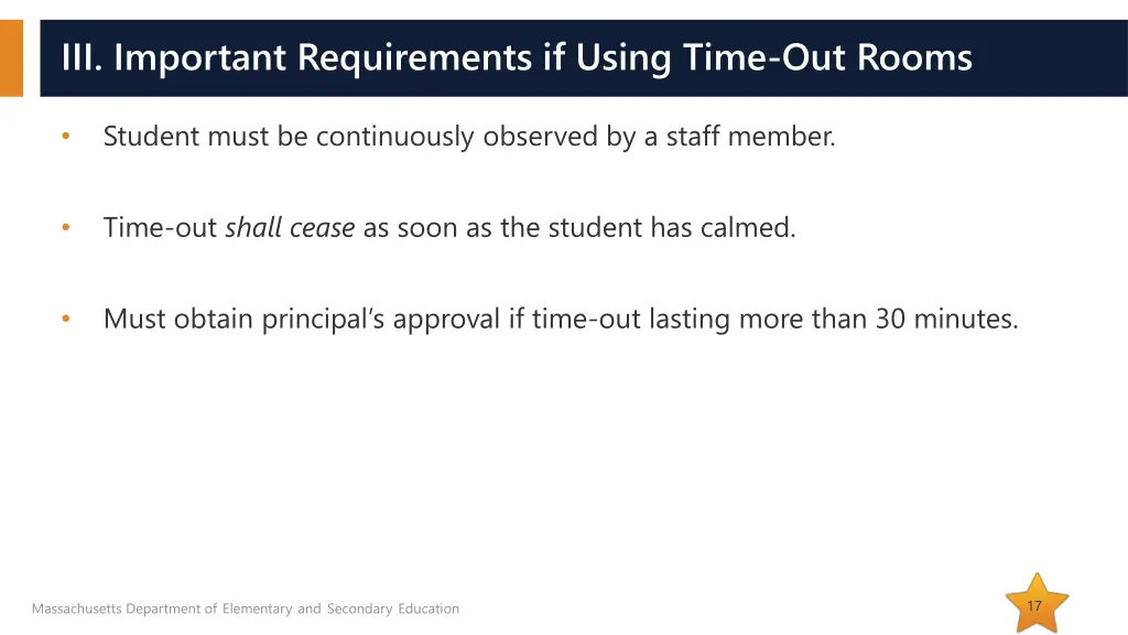 iii important requirements if using time out rooms 1