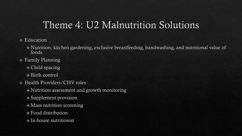 theme 4 u2 malnutrition solutions