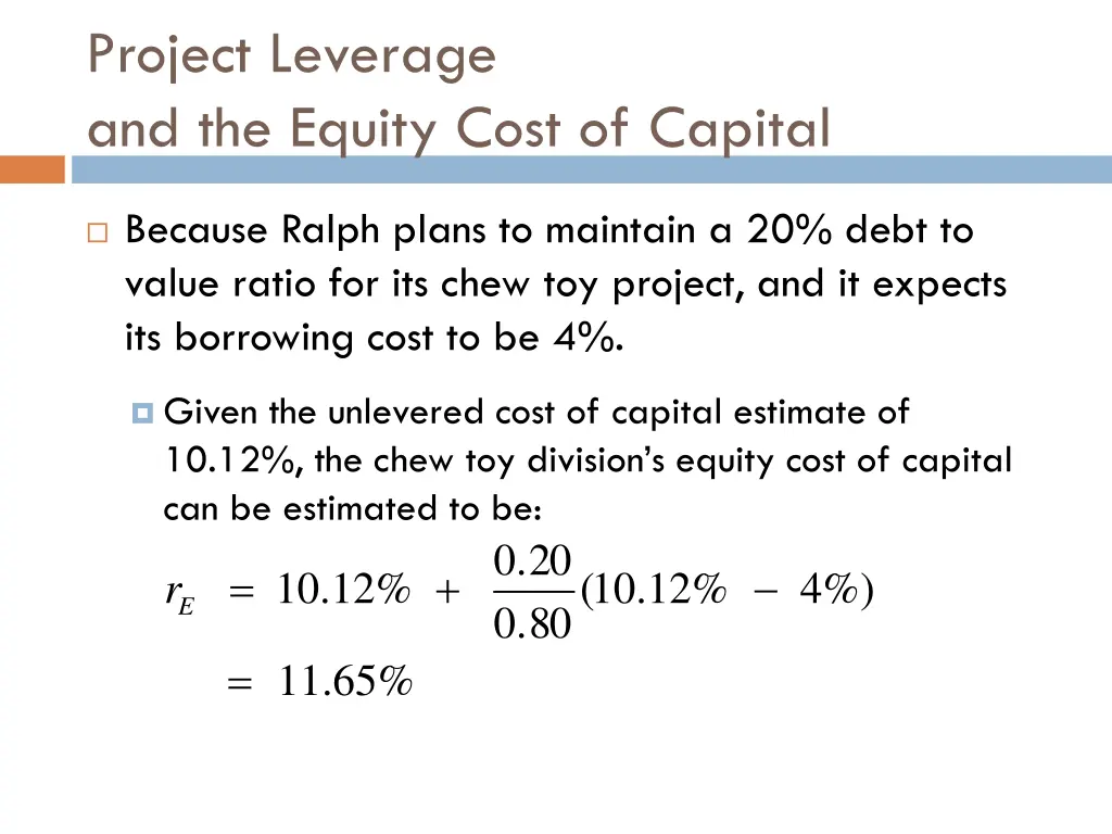 project leverage and the equity cost of capital 1