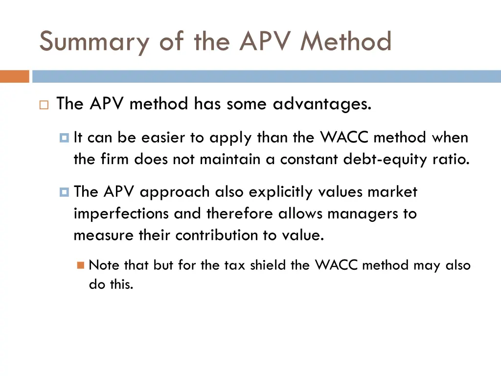 summary of the apv method 1