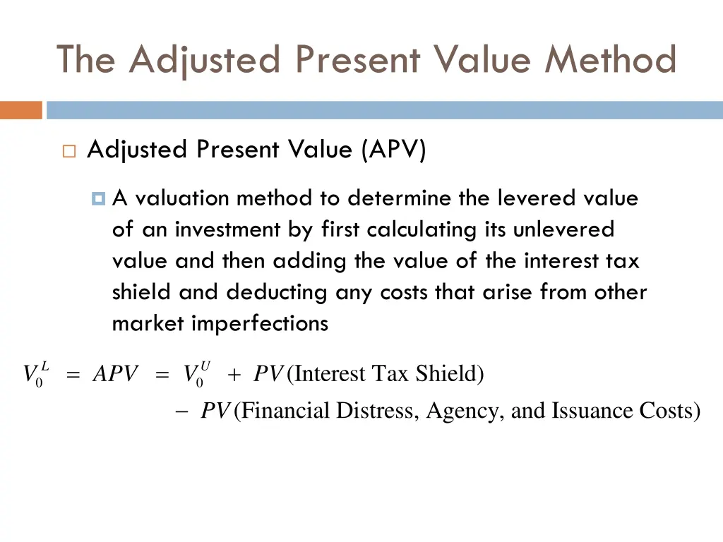 the adjusted present value method