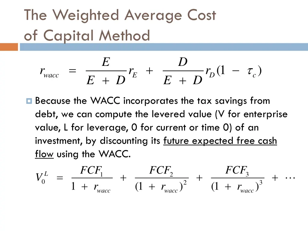 the weighted average cost of capital method