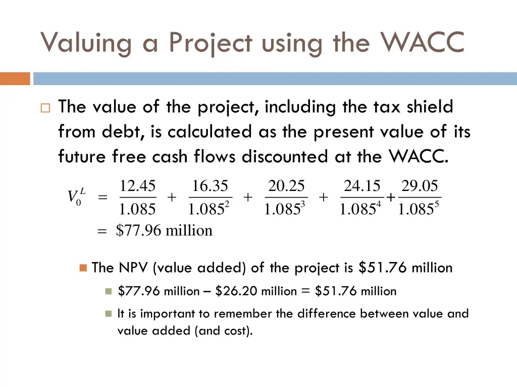 valuing a project using the wacc 3